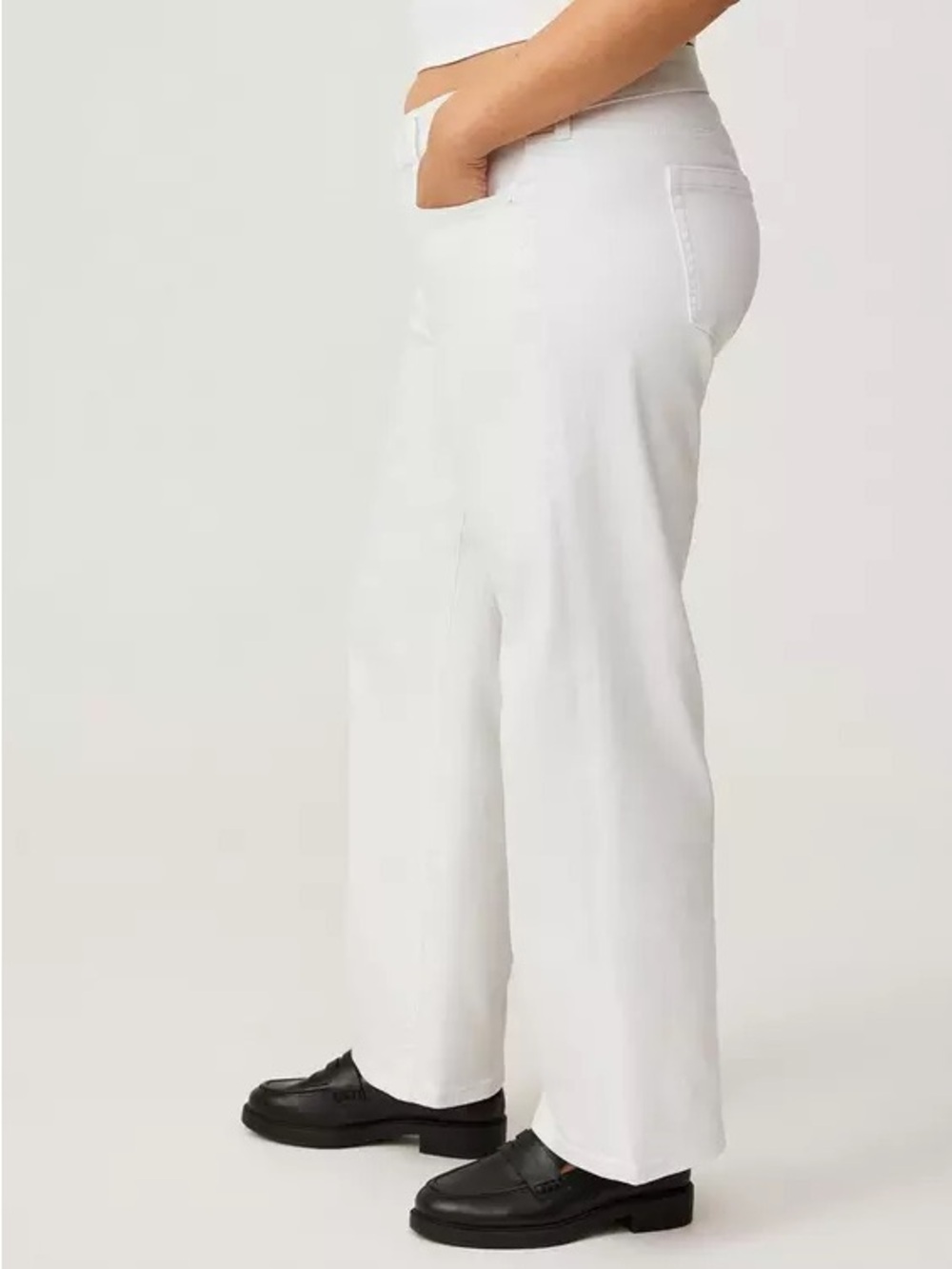 Torrid Perfect Wide Leg Mid Rise Jeans White Stretch size 18 R Summer Office - Picture 3 of 10